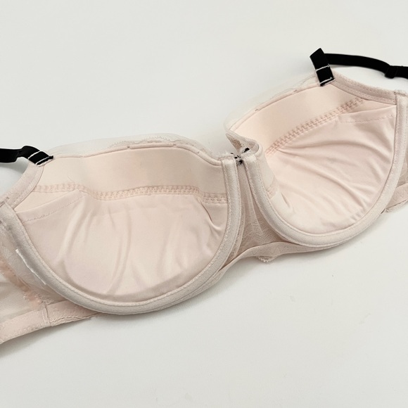 blush padded floral embroidered lace trim lined underwire demi bra | sz 36c - Picture 6 of 6